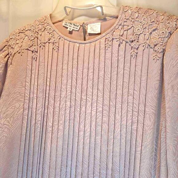 In The Mood Women's Skirt Set Pink Jacquard Tunic Top Micropleated Lace Midi 14 - Picture 2 of 11